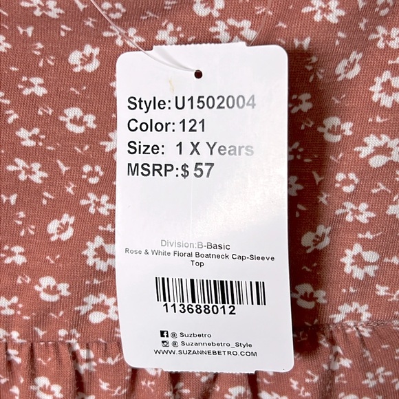 SIMPLE Suzanne Betro Ditsy Floral NEW Boat Neck Cap Sleeve Top Stretch Comfy 1X - Picture 11 of 13
